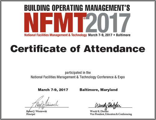 NFMT Certificate of Attendance