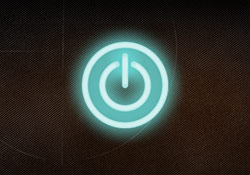 glowing blue power symbol